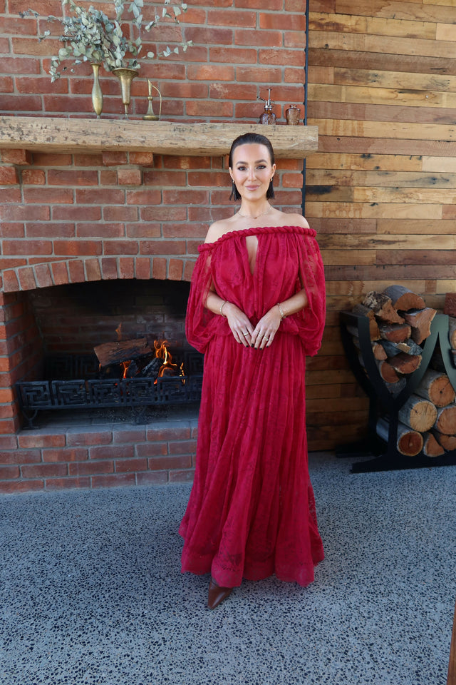 ZIMMERMANN Luna Lace Billow Gown in Fuchsia