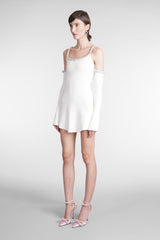 Mach & Mach Cream Crystal Embellished Long Sleeve Mini Dress view 2