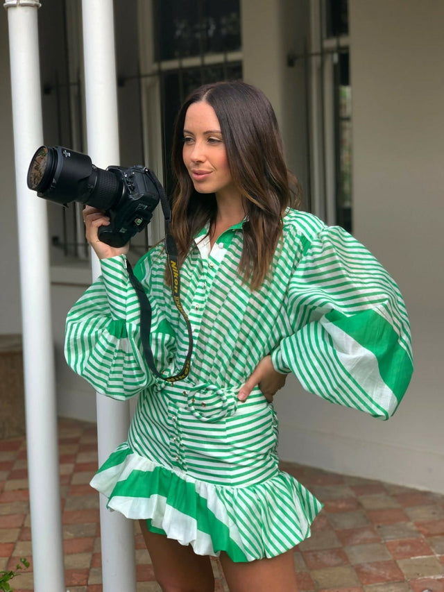 Mackenzie Mode Seeing Stars Mini Dress - 8 / Green - Dresses