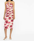 Magda Butrym - Magda Butrym Appliqued Ruched Cutout Floral Midi Dress
