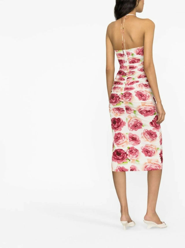 Magda Butrym - Magda Butrym Appliqued Ruched Cutout Floral Midi Dress