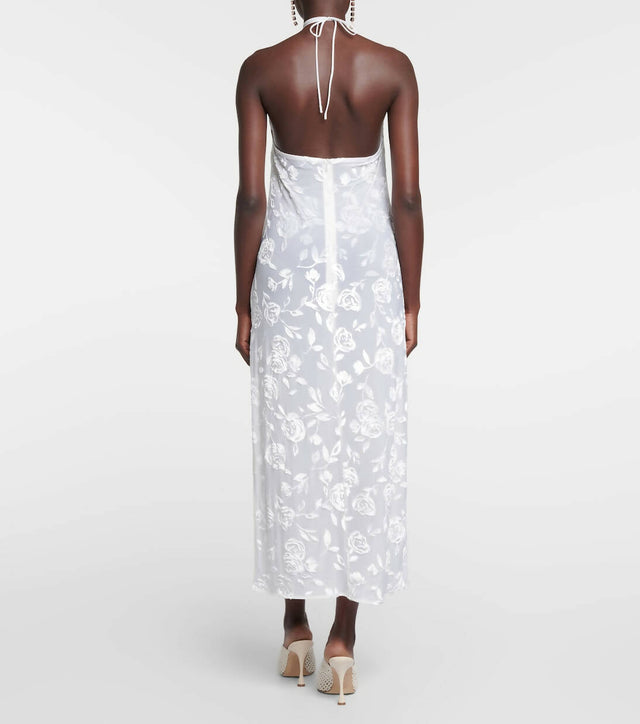 Magda Butrym Flower Applique Ivory Midi Dress - 6 / White - Dresses