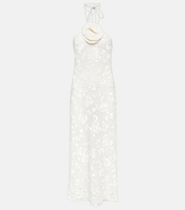Magda Butrym Flower Applique Ivory Midi Dress - 6 / White - Dresses