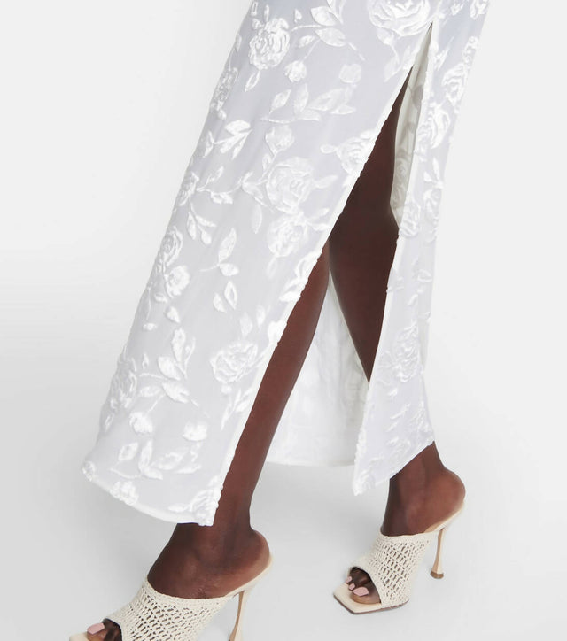 Magda Butrym Flower Applique Ivory Midi Dress - 6 / White - Dresses