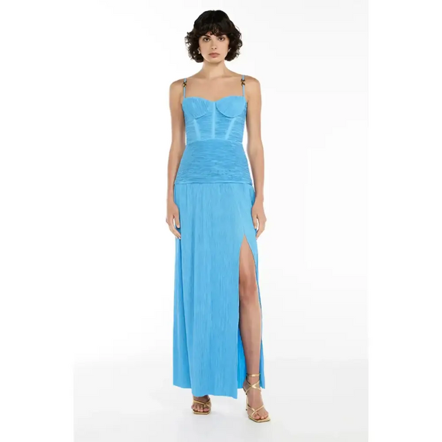 Manning Cartell Double Time Pleat Maxi Dress in Cerulean Blue - Dresses