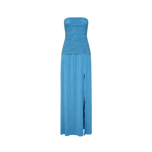 Manning Cartell Double Time Pleat Strapless Dress Cerulean Blue Size 8 - 8 / Blue - Dresses