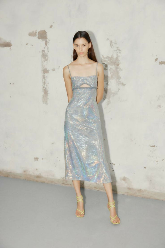 white christmas dresses Manning Cartell Platinum Queen Slip Dress Silver Size 8 / S