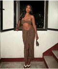 Mars The Label ‘The Knot’ Bandeau Set - L / Brown - Dresses