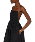 Matteau Shirred Lace-Up Dress - 8 / Black - Dresses