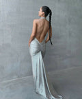 Melani Maria Cowl Gown in Moonlight Silver Foil - 12 / Silver - Dresses