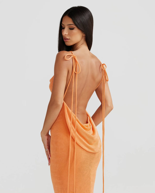Melani the Label Cristina Gown in Orange - 6 / Orange - Dresses