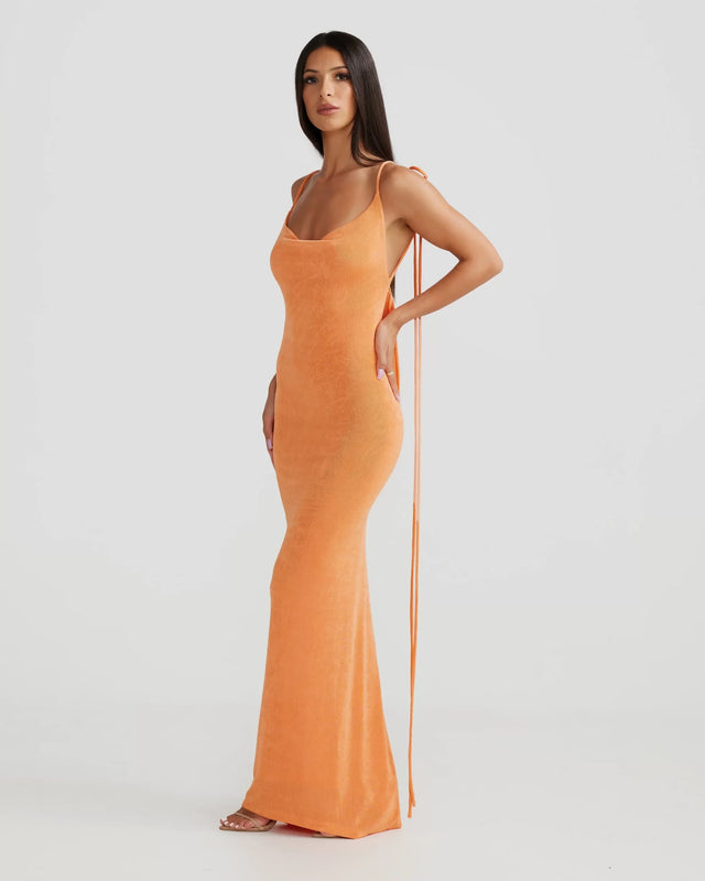 Melani the Label Cristina Gown in Orange - 6 / Orange - Dresses