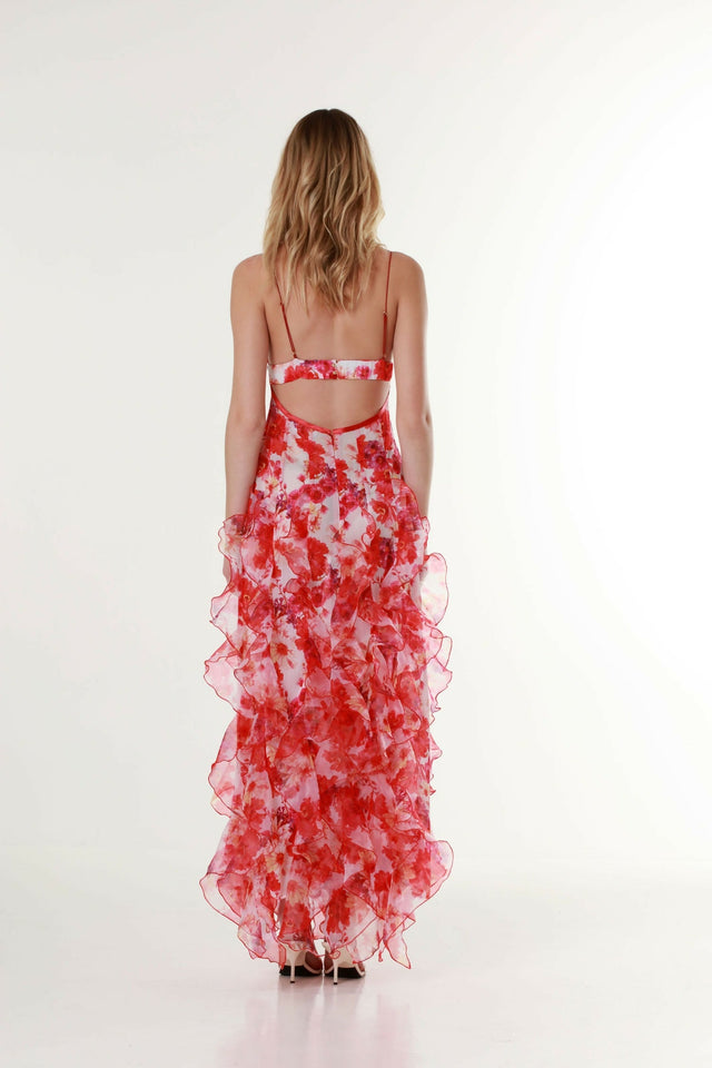 Menti Santorini Red Margarita Floral Maxi Dress - Dresses