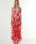 Menti Santorini Red Margarita Floral Maxi Dress - Dresses