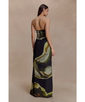 Meshki - Amaya Strapless Chiffon Maxi Dress - Green Fluid Reverie - 16 / Print - Dresses