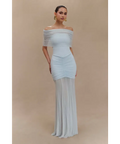 Meshki Caspian Slinky Mesh Off Shoulder Dress Blue Size 8,10 - Dresses