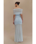 Meshki Caspian Slinky Mesh Off Shoulder Dress Blue Size 8,10 - Dresses