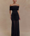 Meshki Caspian Slinky & Mesh Off-Shoulder Maxi Dress - Dresses