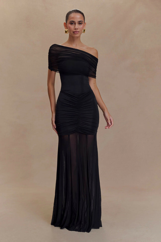 Meshki Caspian Slinky & Mesh Off-Shoulder Maxi Dress - Dresses