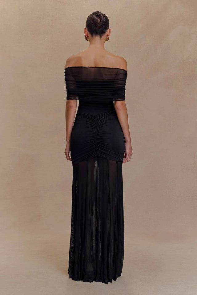 Meshki Caspian Slinky & Mesh Off-Shoulder Maxi Dress - Dresses