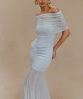 Meshki Caspian Slinky & Mesh Off-Shoulder Maxi - Dresses