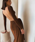 Meshki Christina Backless Maxi Wrap Gown - 6 / Brown - Dresses