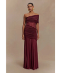 Meshki Dallas One Shoulder Burgundy Size AU 8 - 8 / Red - Dresses
