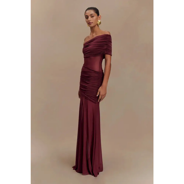 Meshki Dallas One Shoulder Burgundy Size AU 8 - 8 / Red - Dresses