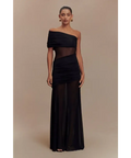 Meshki Dallas One Shoulder Mesh Maxi Dress in Black Size 10 - 10 / Black - Dresses