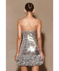 Meshki Faye Sequin Flower Mini Dress Silver Size AU 8 - 8 / Silver - Dresses
