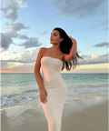 Meshki ‘Friya’ Strapless White Yarn Midi - S / White - Dresses