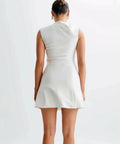 Meshki - Granger Satin Structured Mini Dress - White - 14 / White - Dresses