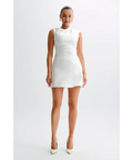 Meshki - Granger Satin Structured Mini Dress - White - 14 / White - Dresses