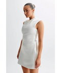 Meshki - Granger Satin Structured Mini Dress - White - 14 / White - Dresses