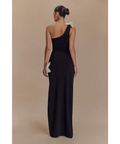 Meshki Hallie One Shoulder Bow Maxi Dress Black/White Size 8 - 8 / Black - Dresses