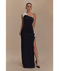 Meshki Hallie One Shoulder Bow Maxi Dress Black/White Size 8 - 8 / Black - Dresses