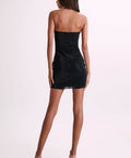 Meshki Korinna Strapless Rose Diamante Mini Dress - Black - Dresses