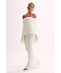 Meshki Marisol Off Shoulder Boucle Maxi Dress - Ivory - 12 / White - Dresses