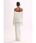 Meshki Marisol Off Shoulder Boucle Maxi Dress - Ivory - 12 / White - Dresses