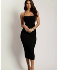 Meshki ‘Morgan’ Ribbed Halter Midi - XS / Black - Dresses