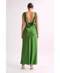 Meshki Nadia Maxi Satin Cowl Back Dress - 12 / Green - Dresses