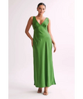 Meshki Nadia Maxi Satin Cowl Back Dress - 12 / Green - Dresses