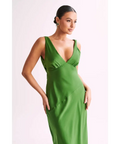 Meshki Nadia Maxi Satin Cowl Back Dress - 12 / Green - Dresses