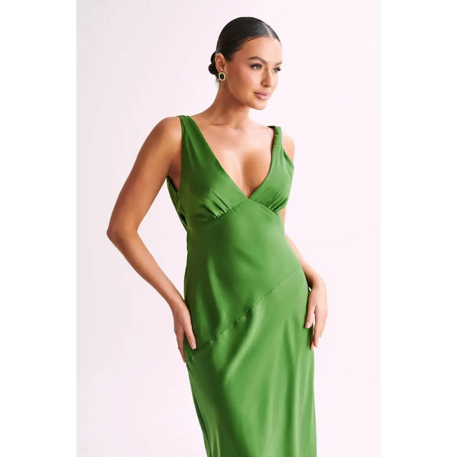 Meshki Nadia Maxi Satin Cowl Back Dress - 12 / Green - Dresses