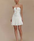 Meshki Naya Pleated Mini Dress - 12 / White - Dresses