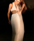 Meshki Nicha Diamonte Cut Out Dress in Bone - 10 / White - Dresses