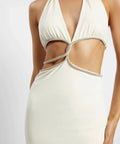 Meshki Nicha Diamonte Cut Out Dress in Bone - 10 / White - Dresses