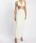 Meshki Nicha Diamonte Cut Out Dress in Bone - 10 / White - Dresses