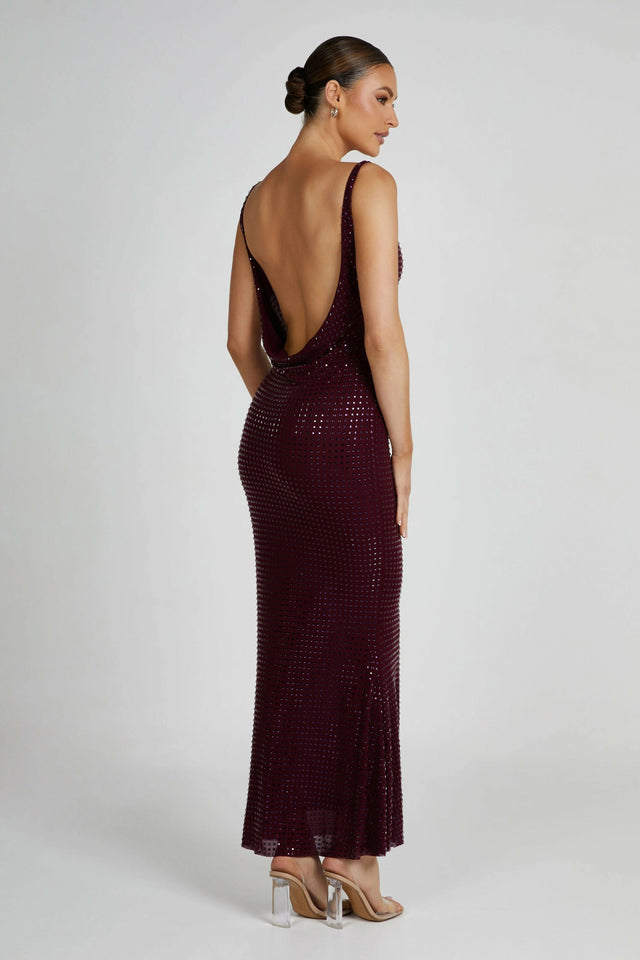 open lace back dress Plum Pleated Wrap Cowl Neck Satin Midi Dress – AX Paris US