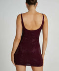 Meshki Presley Diamanté Square Mini Dress in Berry - 6 / Red - Dresses